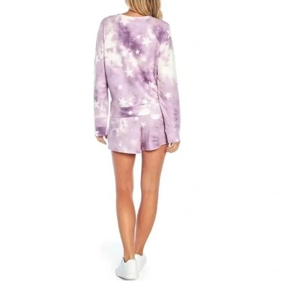 WILDFOX Ladies Sweatshirt & Short Lounge Set Tie Dye Stars XL | MSRP $160 | NWT - Picture 5 of 14